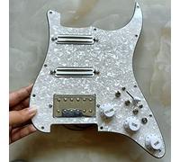 Prewired Pickguard Yellow Pearl SSH Black Alnico Pickups 4 Single Cut 7 Way Converter Multifunction Wireing Harness Pickguard Pickups (Color : Chrome pickups)