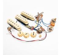 Prewired SSS Alnico 5 Pickup Set for Fender Stratocaster-Style Electric Guitars, with Brass Shaft Pots, 5-Way Switch, Output Jack & Knobs Electric Guitars Replacement Parts