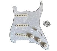 Prewired SSS Pickguard, Single Coil Pickup Set,3-ply Pickguard with Pre-loaded 5-way Switch Wiring Harness Fit for ST Style Guitar, Musical Instruments Parts
