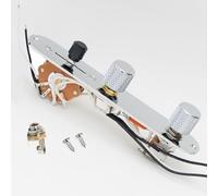 Prewired Wiring Harness for Telecaster Style Guitars, 4-Tone Control Plate with Series/Parallel Switching, Full Size Pots, 3-Way Blade .047uF Orange Capacitor, Metal Control Knobs, Chrome