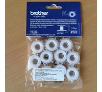 Prewound Brother Embroidery Bobbin with Thread - White 10 pack