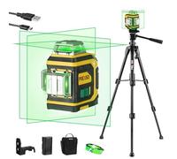 PREXISO 3 X 360° Cross Line Laser Level Tool, 30 M Rechargeable Self Leveling Laser Levels with Tripod, Green Laser Level for for DIY Projects, Construction, Home Renovation