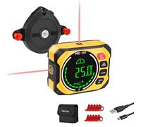 PREXISO Digital Angle Finder, 3-in-1 Digital Inclinometer with Laser | 0-90° & 0-180° Cordless Angle Gauge, 3 Laser Modes, Magnetic V-Groove Base & Back, 360° Rotating Wall Mount Base