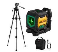 PREXISO Laser Level with Tripod, 20 m Cross Line & USB Rechargeable | Adjustable Brightness, Green Beam, Self-Leveling, High Visibility, For Hanging Pictures & Construction