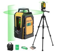 PREXISO Laser Level with Tripod, 30 M Self Leveling Line Laser with Horizontal & Vertical Green Lines, Target Plate, Green Glasses, 360° Green Cross Line Laser Tool for Ceiling Tiling Construction
