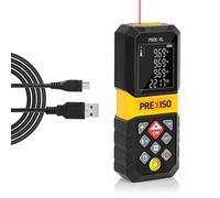 PREXISO Laser Measure Tool, 265Ft Rechargeable Laser Tape Measure (M/in/Ft) | Backlit LCD with 4 Line Display, Pythagorean/Distance/Area/Volume Modes, Mute Mode & 30 Records Memory, 3 Reference Points