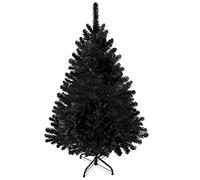 Prextex 1.2M Black Christmas Tree - Artificial Canadian Fir Small Christmas Trees w/Metal Stand, 320 Tips, Perfect Home Decor, Living Room and Kitchen - Compact Easy to Store (1.2M / 4Ft, Black Tree)