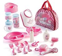 Prextex 18-Piece Baby Doll Accessories Set with Carrying Case - Ideal for Playtime - Baby Doll Accessories and Doll Accessories - Includes Bottles, Bibs, Brush, and More for Pretend Play Fun