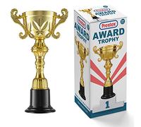 Prextex 25cm Gold Cup Award Trophy - Awards and Trophies for Party Celebrations, Award Ceremonies, Football Medals, Sports Day Medals, Plastic Miny Trophy Party Favors Medals for Adults & Kids (25cm)