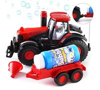 Prextex Bump & Go Bubble Blowing Tractor Toy for Toddlers - Fun Farm Playset with Outdoor Games, Bubble Lawn Mower with Lights, Sounds, and Action, Ideal for Kids Age 2-5, Bubble Solution Included