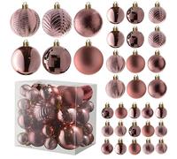 Prextex Champagne 36-Piece Shatterproof Christmas Ball Ornaments The Perfect Glitter Balls, Christmas Tree Baubles Christmas Decorations, Exquisite Xmas Combo of 36 Christmas Balls and Shape Styles