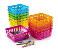 Prextex Classroom Storage Baskets - Crayon and Pencil Container, Plastic Organizers for Classroom Desks, Shelves, and Tables, Storage Basket for Crayons, Pencils, & More, Office & Home Desk Organizer