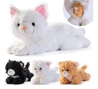 PREXTEX Plush Cat Toys Stuffed Animal w/ 3 Cats Baby Stuffed Animals - Big Cat Zippers 3 Little Plush Baby Kittens - Cat Plush Toys for Kids 3-5 - Cat Stuffed Animals & Kitten Toy -Gift for Cat Lovers