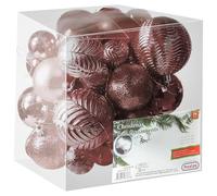 Prextex Rose Gold 36-Piece Shatterproof Christmas Ball Ornament The Perfect Glitter Balls, Christmas Tree Baubles Christmas Decorations, Exquisite Xmas Combo of 36 Christmas Balls and Shape Styles