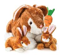 Prextex Soft Plush Bunny Teddy with Zippered Pouch for Little Baby Bunnies - Adorable Toy Rabbit for Kids - Perfect Teddy Gift for Babies