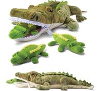 Prextex Stuffed Crocodile Teddy w/ 3 Little Cute Baby Crocodile Plushies - Stocking Fillers for Kids, Cuddly Plushie