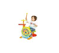 Prextex Toy Drum Set for Toddlers with Working Microphone, Lights, Adjustable Sound, Bass Drum, Pedal, Drum Sticks, and Little Chair for Babies Toddle