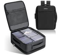 PREZA Graded Card Backpack with Slab Case Insert - Holds 85 Graded Slabs - Trading Card Backpack Compatible with MTG, TCG, PSA, BGS, SGC - Memorabilia Travel Bag Fits Binder and Case (Black)