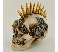 Prezents.com Bionic Skull with Bullet Mohawk Skull Small Spooky Halloween or Gothic Decor for Fantasy Gothic Fans