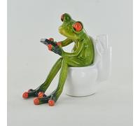 Prezents.com Comical Frogs - On the Toilet Small Resin Figurine Great For Home Gift