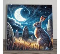 Prezents.com Hare Gazing In The Runes Spiritual Artwork On Ceramic Wall Art Picture Tile