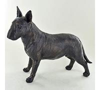 Prezents.com Large Bull Terrier Dog Standing Painted Bronze Resin Sculpture - Pet Gifts Stand Out Home Decor H19cm