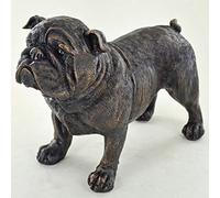 Prezents.com Large Bulldog Dog Standing Painted Bronze Resin Sculpture - Pet Gifts Stand Out Home Decor H13.5cm