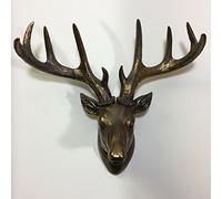 Prezents.com LARGE Deer Head Wall Decoration in Painted Bronze Animal Wildlife Home Decor Unique Gift Idea H29cm