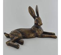Prezents.com Lying Down Bronze Effect Hare Sculpture Bluebell by Harriet Glen Home Decor Country Gifts H12cm