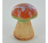 Prezents.com Mini Rounded Orange & Green Ceramic Garden Mushroom Outdoor Decor Novelty Sculpture H7cm