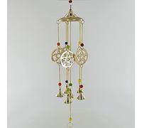 Prezents.com Pentagram Brass Windchime Home Decor Garden Bells Ornament Suncatcher Outdoor H38cm