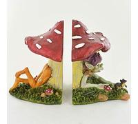 Prezents.com Pixie Bookends Through The Mushroom - Novelty Fantasy Sculptures for Fairy Gardens Elves Magic & Kids Decor H13cm