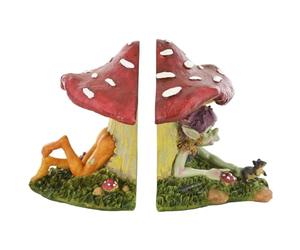Prezents.com Pixie Bookends Through The Mushroom - Novelty Fantasy Sculptures for Fairy Gardens Elves Magic & Kids Decor H13cm