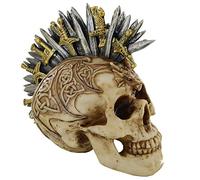 Prezents.com Sword Mohawk Skull Small Spooky Halloween or Gothic Decor for Fantasy Gothic Fans