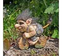 Prezents.com Troll Riding Bike Sculpture Small Novelty Gift Unique Home Fantasy Home Decor H12cm