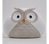 Prezents.com White Ceramic Owls Pair - Simple Small Home Decor H10.5cm