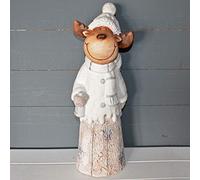 Prezents.com White Christmas Snowy Reindeer Ornament Novelty Figures for Xmas Display