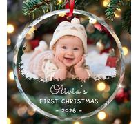 PREZINA Personalised Baby's First Christmas Bauble with Photo for Newborn
