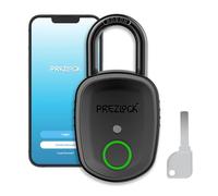Prezlock Smart Fingerprint Padlock with Key, Biometric Padlock with APP, Suitable for Outdoor and Heavy Duty, IP65 Waterproof.