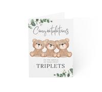 Prezzeluna New Baby Triplets Card - Congratulations Baby Triplets Card - New Triplets Gift - Newborn Triplets Card - Triplet Baby Gifts