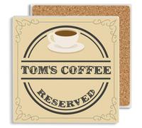 PREZZIFY Ceramic Personalised Coffee 'Reserved' Drinks Coaster Gift. Any Relative or Name. Ideal Birthday Present. Dad, Mum, Grandad, Grandma, Uncle