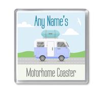 PREZZIFY Motorhome Personalised Drinks Coaster Gift. Any Relative/Name. Ideal Birthday Present for Dad Mum Grandad Grandma, Campervan RV Motor Home