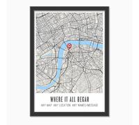 Prezzify Personalised Map Gift - Any Location - Custom Map Romantic Gift. Where it all Began. Where We First Met. Anniversary Engagement Valentine, Couple Map. A5 Print (5.8 x 8.3in)
