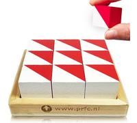 PrfcNL IQ Test Blocks - 9 wooden cubes in white and red with 60 patterns and mobile app, ideal for WISC, WAIS, WPPSI prep,educational STEM Montessori gift toy for All Ages Challenge