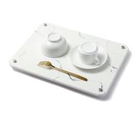 PRFCTLIFE Stone Dish Drying Mat for Kitchen Counter, Quick Drying Diatomaceous Earth Dish Drying Mat, Ultra Absorbent, Non-Slip Quick Drying Dish Mats with Stainless Steel Feet (15.8x11.8 inch) White