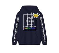 PRFELMG Custom Hoodie Design Your Own pullover customised Sweatshirts Personalised Hoodies Men Women Unisex with Text & Photo Name/Logo, Custom Personalised Couple Sweatshirts Navy