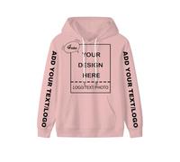 PRFELMG Custom Hoodies For Men Women Unisex, Add Your Text Picture Logo Name Photo Image Design Your Own Personalised Sweatshirts, Custom Sweatshirt Personalised Hoodie For Couple Pink