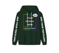 PRFELMG Custom Hoodies for Men Women Unisex, Personalised Soft Sweatshirt with Your Text Picture Logo Images Name, Dark Green