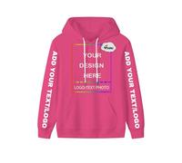 PRFELMG Custom Hoodies for Men Women Unisex, Personalised Soft Sweatshirt with Your Text Picture Logo Images Name, Couple Hoodies Magenta
