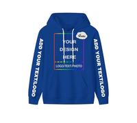 PRFELMG Custom Hoodies for Men Women Unisex, Personalised Soft Sweatshirt with Your Text Picture Logo Images Name, Couple Hoodies Sapphire Blue